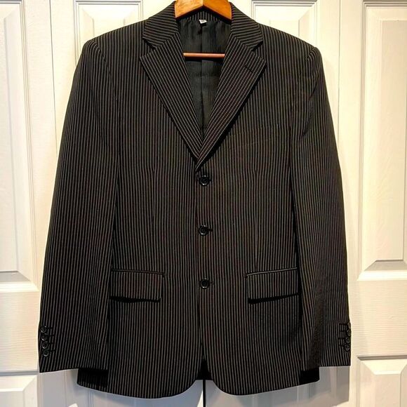 Le Chateau Men’s Black Pinstripe Blazer Size 38‎ - Picture 1 of 15